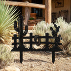 Metal Garden Stake with Saguaro Cactus and Rope Detail, Desert Yard Art, Southwestern Fence Garden Sign, Outdoor Decor for Garden Beds and Patios, 8-30 Inches