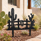 Metal Garden Stake with Saguaro Cactus and Rope Detail, Desert Yard Art, Southwestern Fence Garden Sign, Outdoor Decor for Garden Beds and Patios, 8-30 Inches