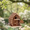 Nichoir en bois rustique extérieur avec abri et mangeoire pour jardin